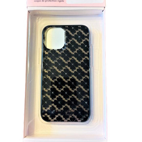Kate Spade New York Black Spade Flower Defensive Hardshell Case-iPhone 12 Mini - Picture 2 of 3